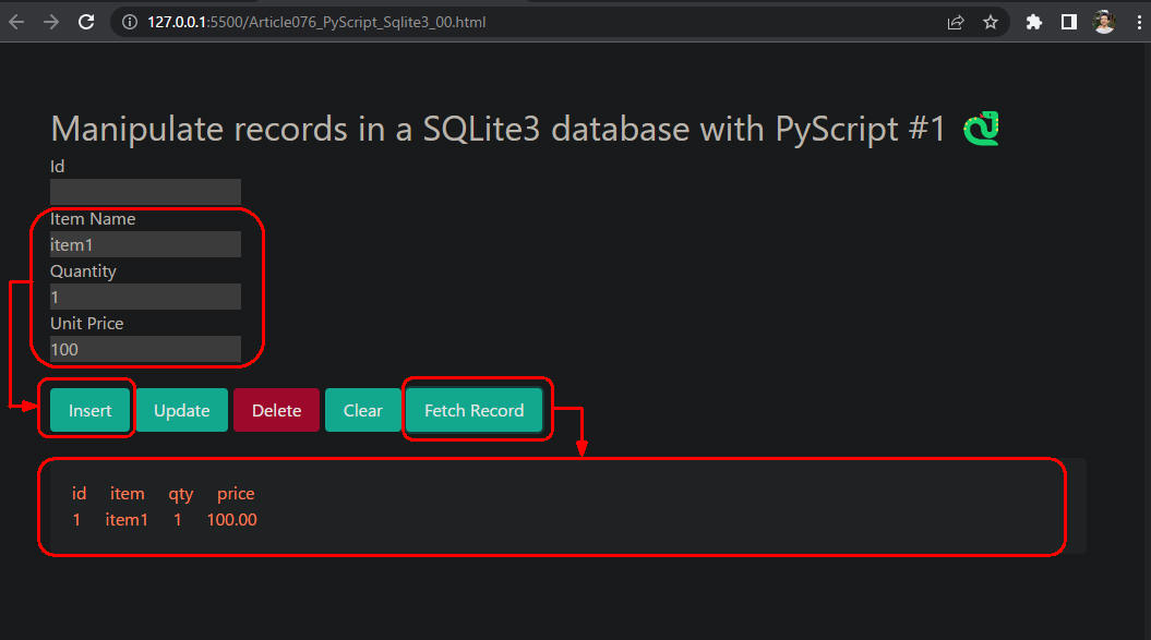 Python: PyScriptでSQLite3データベースのレコードを操作するには[PyScript, Python, SQLite3 ...